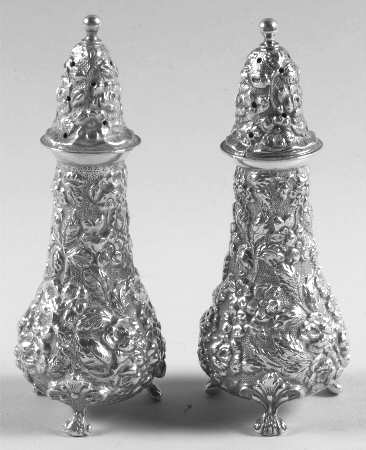 Stieff Rose (Sterling, 1892, Hollowware) Salt and Pepper Set