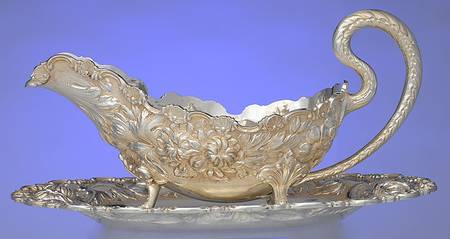 Stieff Rose (Sterling, 1892, Hollowware) Gravy Boat & Underplate