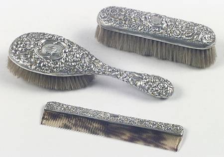 Stieff Rose (Sterling, 1892, Hollowware) (3 Pc)  Sterling Dresser Set