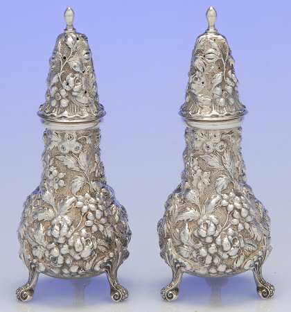 Stieff Rose (Sterling, 1892, Hollowware) Salt & Pepper Set