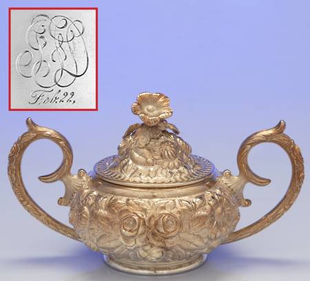 Stieff Rose (Sterling, 1892, Hollowware) Sugar Bowl with Lid