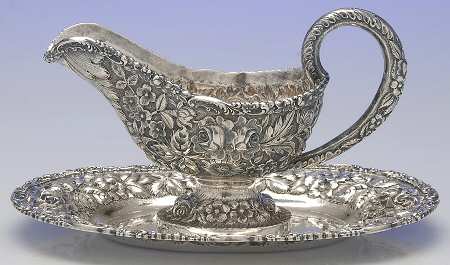 Stieff Rose (Sterling, 1892, Hollowware) Gravy Boat & Underplate