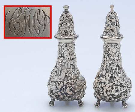 Stieff Rose (Sterling, 1892, Hollowware) Salt & Pepper Set