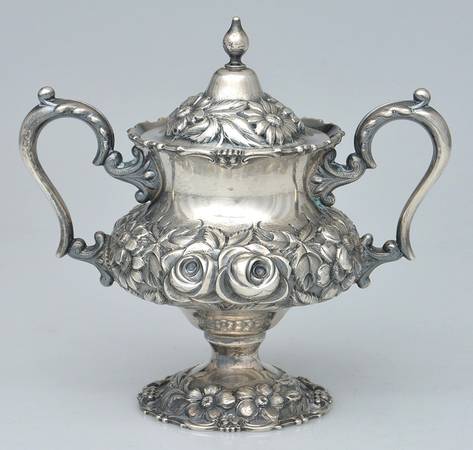 Stieff Rose (Sterling, 1892, Hollowware) Sugar Bowl with Lid