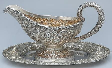 Stieff Rose (Sterling, 1892, Hollowware) Gravy Boat & Underplate