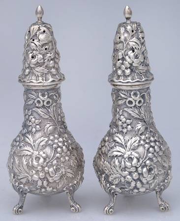 Stieff Rose (Sterling, 1892, Hollowware) Salt & Pepper Set