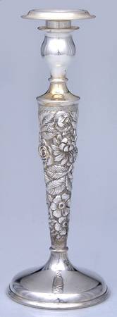 Stieff Rose (Sterling, 1892, Hollowware) Weighted Candlestick with Bobeche