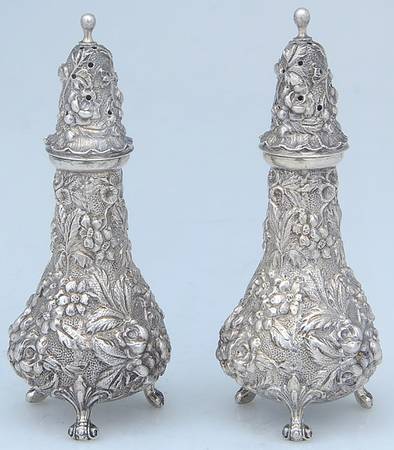 Stieff Rose (Sterling, 1892, Hollowware) Salt & Pepper Set