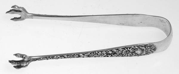 Repousse (Sterling, 1896, 925-1000) Small Sugar Tongs