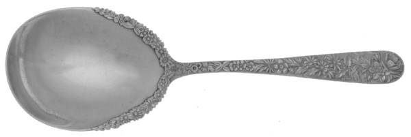 Repousse (Sterling, 1896, 925-1000) Large Berry Spoon-Applied Bowl