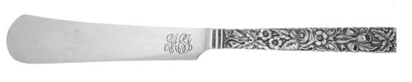Repousse (Sterling, 1896, 925-1000) Solid Dessert/Tea Knife w/Square Tip