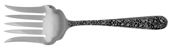 Repousse (Sterling, 1896, 925-1000) Vegetable Serving Fork (Solid)