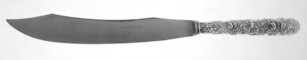 Repousse (Sterling, 1896, 925-1000) Large Stainless Blade Roast Carving Knife