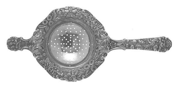 Repousse (Sterling, 1896, 925-1000) Solid Individual Overcup Tea Strainer