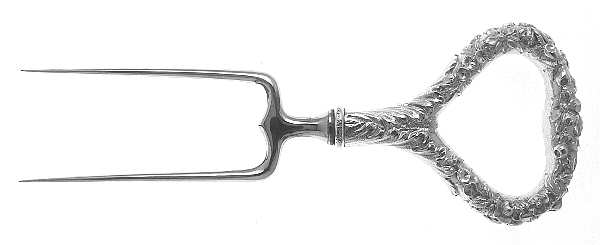 Repousse (Sterling, 1896, 925-1000) Large Joint/Roast Holder Fork