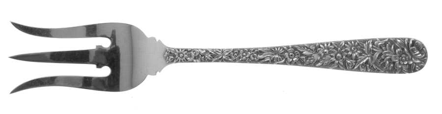 Repousse (Sterling, 1896, 925-1000) Solid Buffet Serving Fork