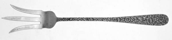 Repousse (Sterling, 1896, 925-1000) Small Lettuce Serving Fork
