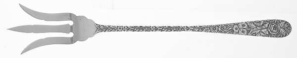 Repousse (Sterling, 1896, 925-1000) Large Lettuce Serving Fork