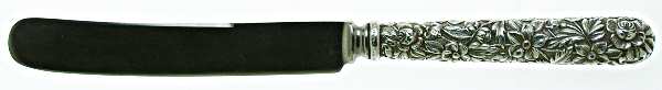 Repousse (Sterling, 1896, 925-1000) Old French Hollow Knife, Full Repousse w/ Bolster