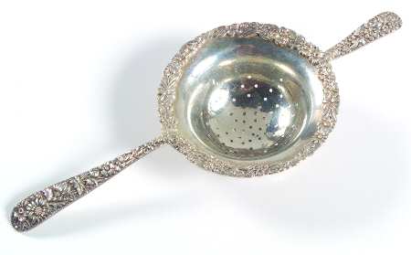 Repousse (Sterling, 1896, 925-1000) Solid Individual Overcup Tea Strainer