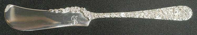 Repousse (Sterling, 1896, 925-1000) Flat Butter Spreader Applied Design