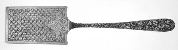 Repousse (Sterling, 1896, 925-1000) Bright Cut Solid Flat Server