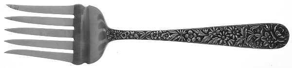 Repousse (Sterling, 1896, 925-1000) Oversize Solid Salad Servng Fork