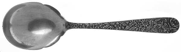 Repousse (Sterling, 1896, 925-1000) Oversize Solid Salad Serving Spoon