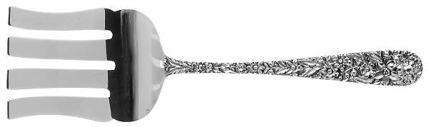 Repousse (Sterling, 1896, 925-1000) Small Solid Asparagus Serving Fork