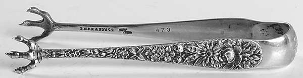 Repousse (Sterling, 1896, 925-1000) Large Sugar Tongs