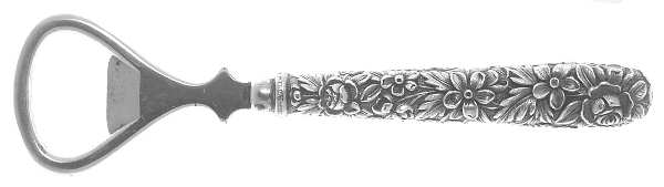 Repousse (Sterling, 1896, 925-1000) Bottle Opener with Silverplate Bowl