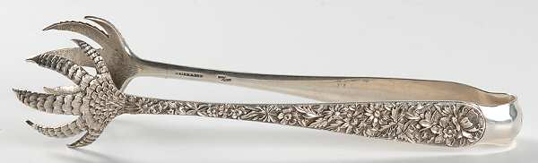 Repousse (Sterling, 1896, 925-1000) Tongs-Ice/Serving-Claw Tip/Lg
