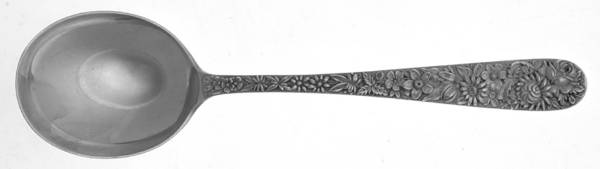 Repousse (Sterling, 1896, 925-1000) Round Bowl Soup Spoon (Gumbo)