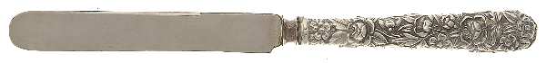 Repousse (Sterling, 1896, 925-1000) Full Repousse Tea Knife with Silverplate Blade
