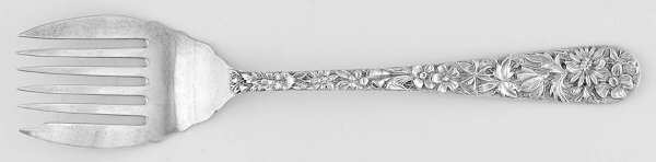 Repousse (Sterling, 1896, 925-1000) Large Solid Tined Sardine Serving Fork