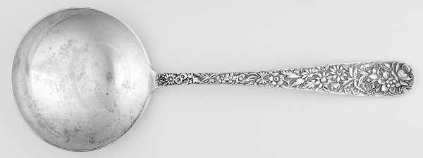 Repousse (Sterling, 1896, 925-1000) Solid Serving Spoon, Oversized