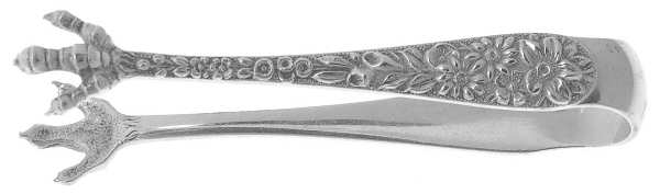 Repousse (Sterling, 1896, 925-1000) Bon Bon Tongs