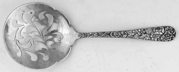 Repousse (Sterling, 1896, 925-1000) Solid Bon Bon Spoon with Pierced Bowl