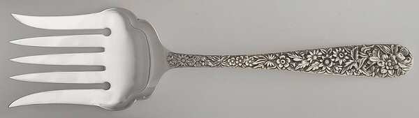 Repousse (Sterling, 1896, 925-1000) Large Solid Fish Serving Fork