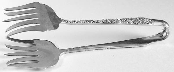 Repousse (Sterling, 1896, 925-1000) Fork Tip Serving Tongs