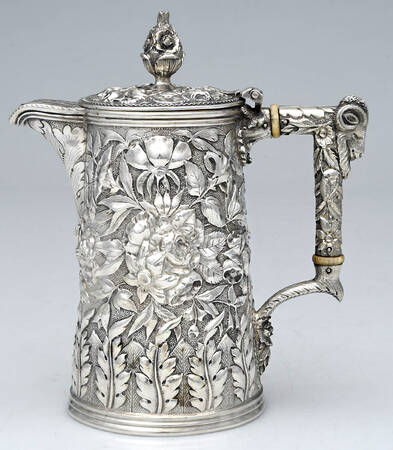 Repousse-Ram's Head (Coin, Full Chased) Hot Water Pot