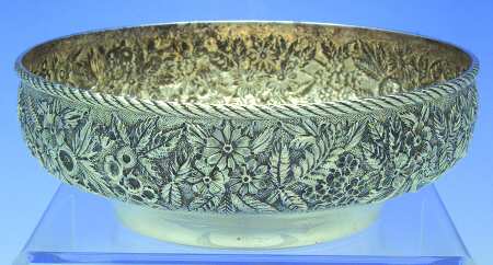 Repousse-Full Chased-Hand Chased Sterling Couped Fruit Bowl