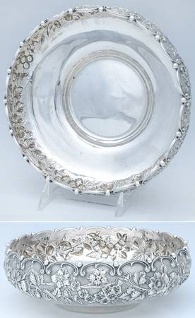 Repousse-Full Chased-Hand Chased Sterling Couped Fruit Bowl
