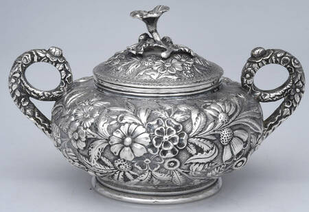 Repousse-Full-Hand Chased (925-1000) Sugar Bowl & Lid