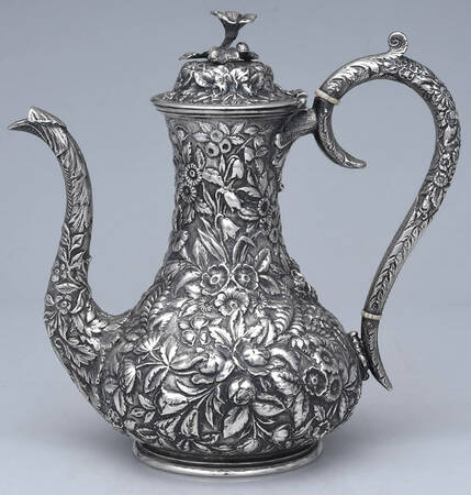 Repousse-Full-Hand Chased (925-1000) Coffee Pot