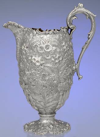 Repousse-Full Chased-Hand Chased Sterling Water Pitcher