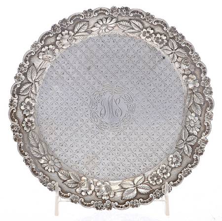 Repousse-Full Chased-Hand Chased Sterling Tidbit Tray