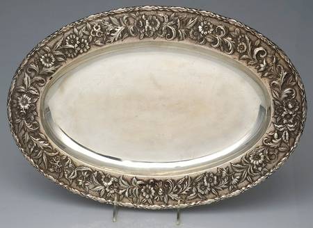 Repousse-Full Chased-Hand Chased 17" Oval Serving Platter