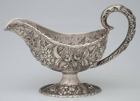 Repousse-Full Chased-Hand Chased Sterling Gravy Boat No Underplate