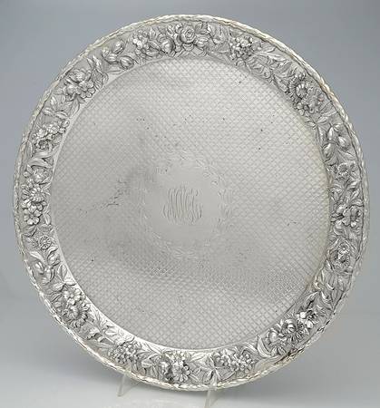 Repousse-Full-Hand Chased (925-1000) 15" Round Waiter Tray